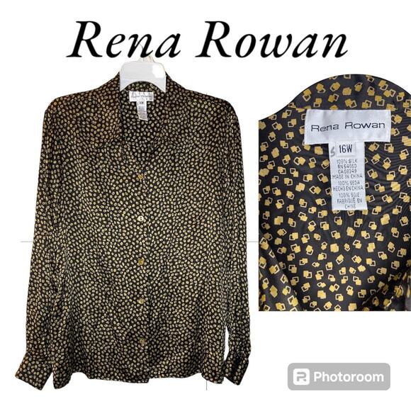 Rena Rowan Plus Size Long Sleeve 100% Silk Blouse Womens 16X Button Up Workwear - Picture 1 of 10